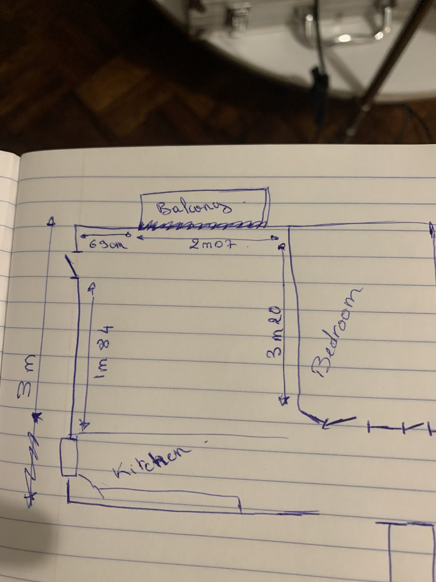 Hand-drawn floor plan