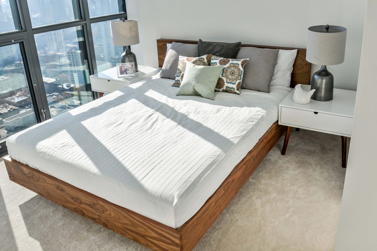 Bedroom with nightstands and table lamps