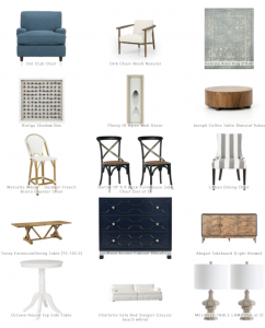 Furnishr design proposal package including tables, chairs and mirrors